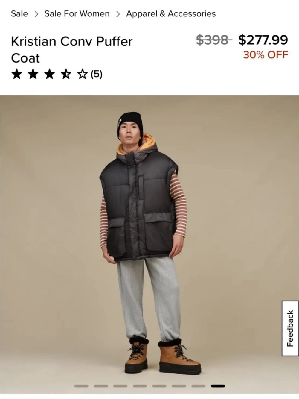 UGG Kristian Conv Puffer vest & Black Puffer Jacket with Orange Hood Lining NWT
